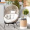 Costway Oversized Egg Style Chair with Cushions & Headrest Heavy-Duty Metal Frame for Yard Off White/Grey/Black